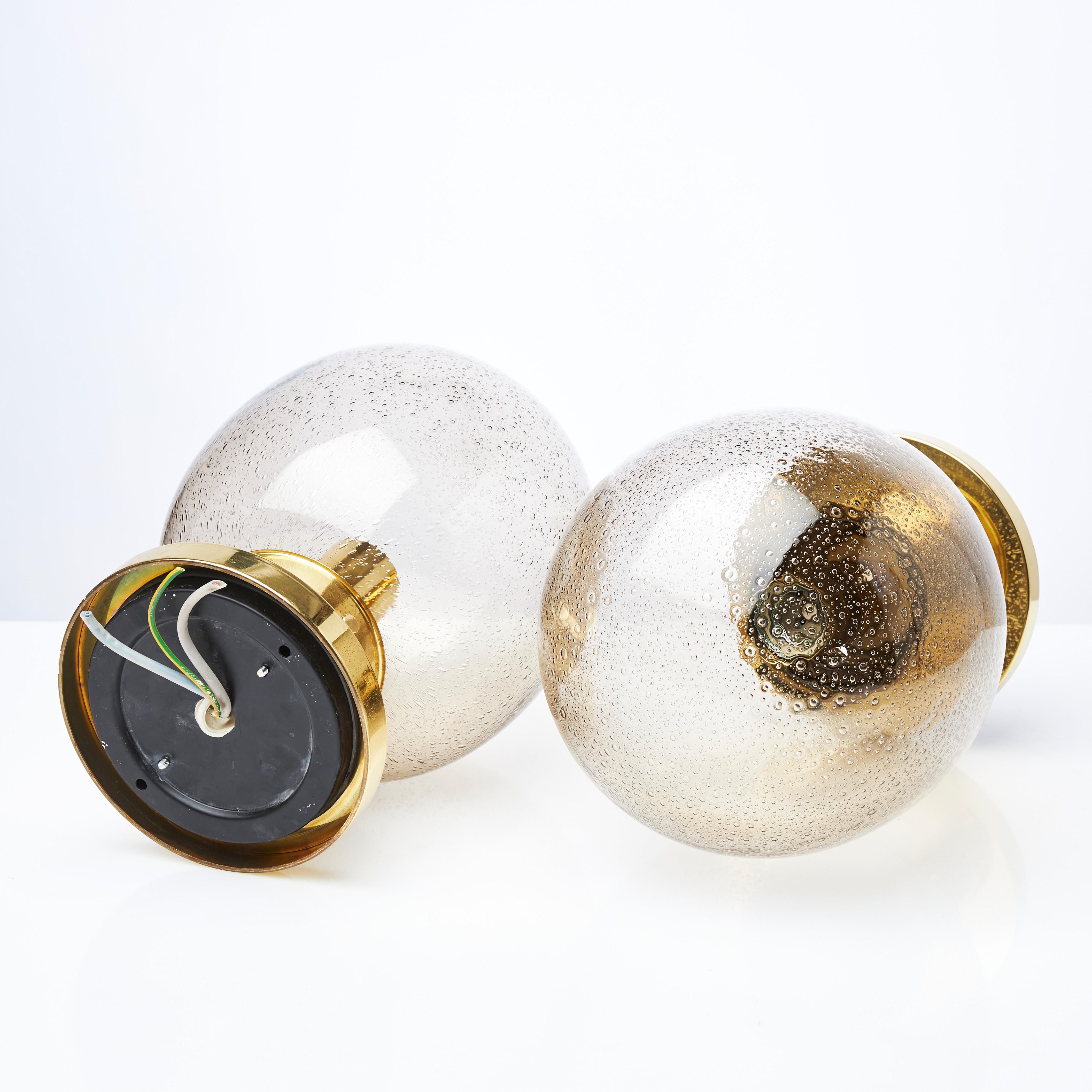 Glashütte Limburg ceiling lights brass and glass Germany 1970 labelled