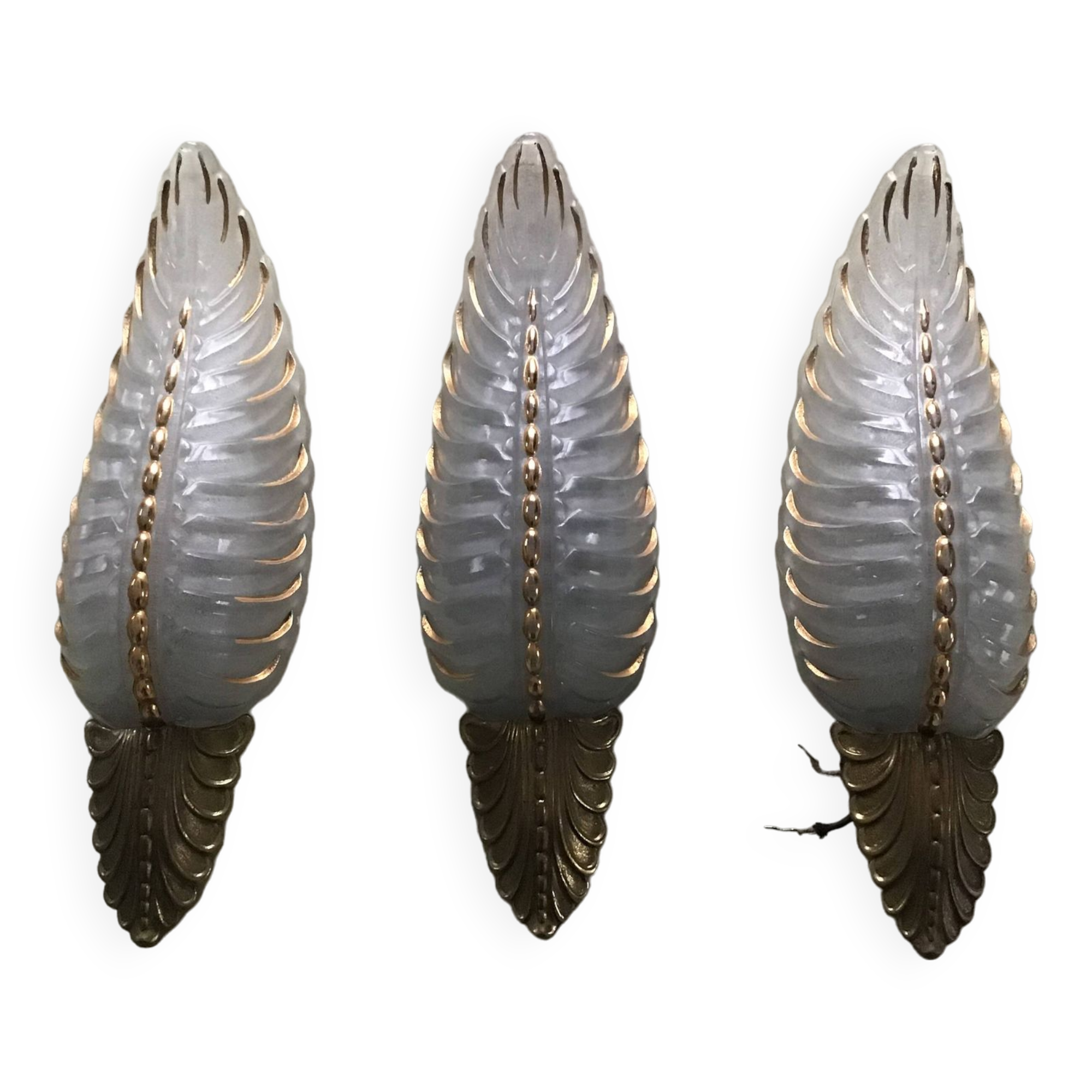 Set of three barovier leaf wall lights toso murano