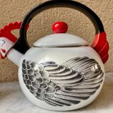 Kettle sheet metal enamel vintage 80s kamenstein decorations rooster