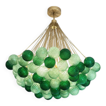 Handcrafted Balloton Murano Glass Sphere Lighting Fixture in Green Color