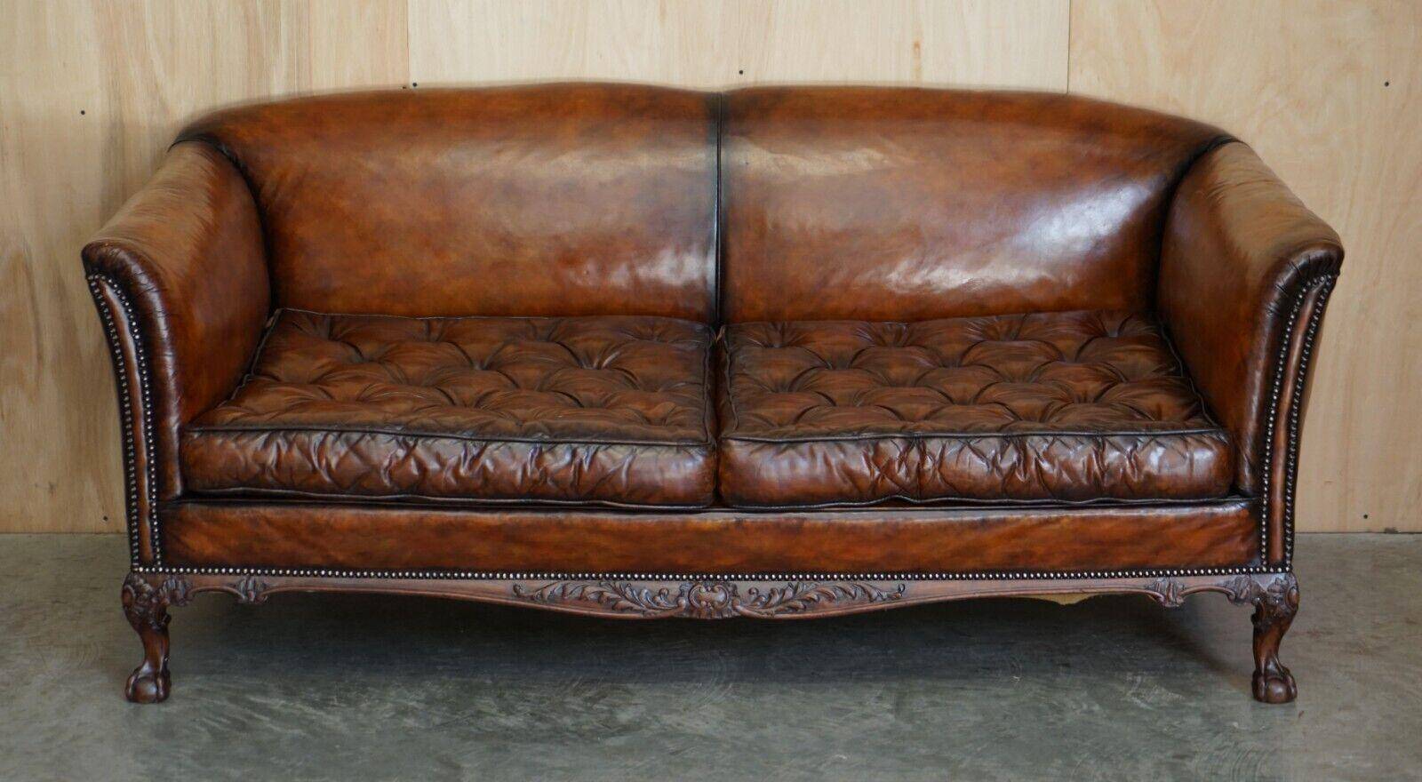Renovated Victorian Chesterfield Sofa in Leather by Howard & Son