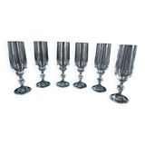 Flûtes à champagne en cristal de bohème, pied avec boule facetée