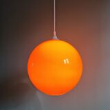 Large vintage pendant lamp in red opaline, 1970s