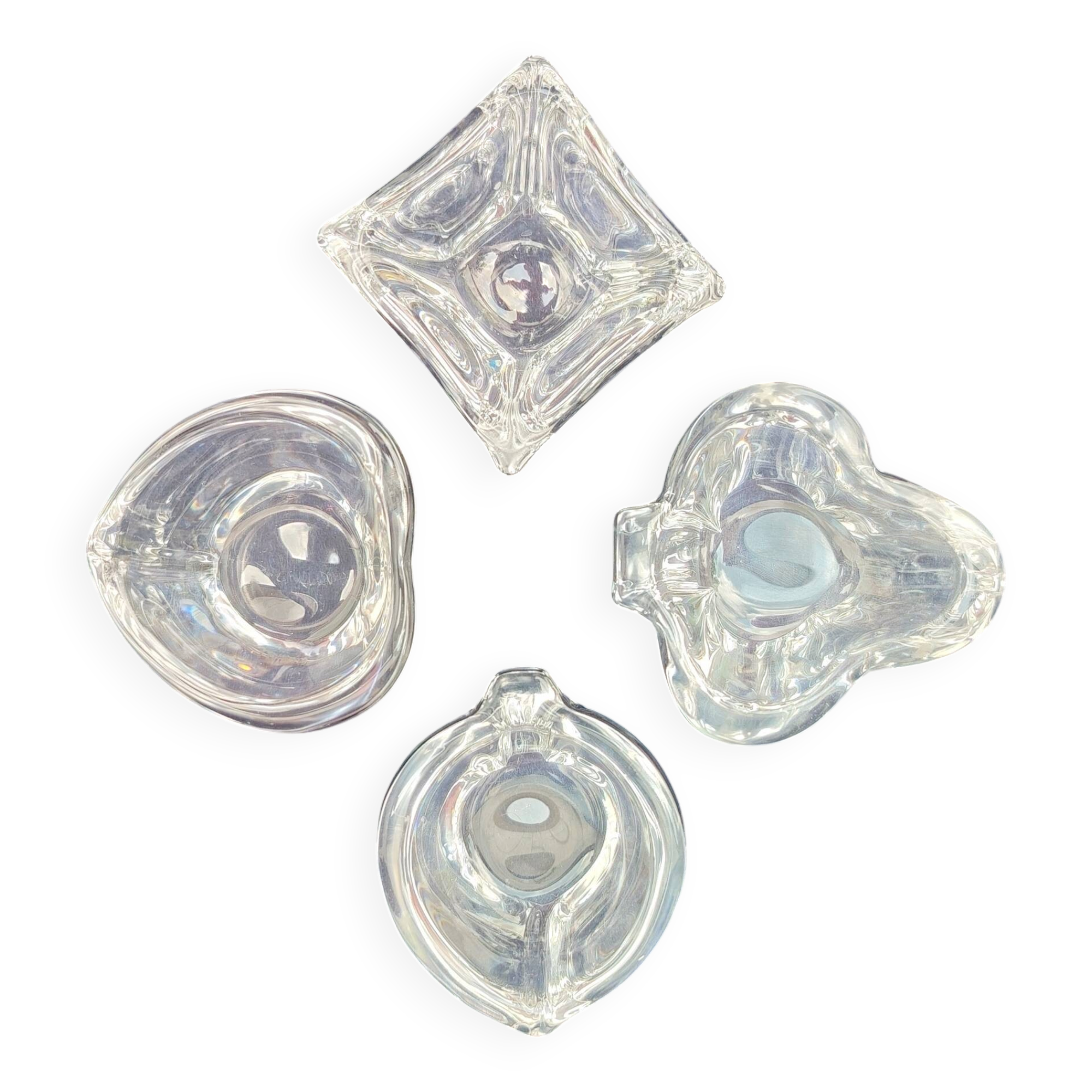 4 Daum crystal ashtrays playing cards