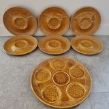 Assiettes et plat à artichauts faïence de 1970