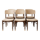 Set of 6 vintage 1950s chairs in wood and faux leather.