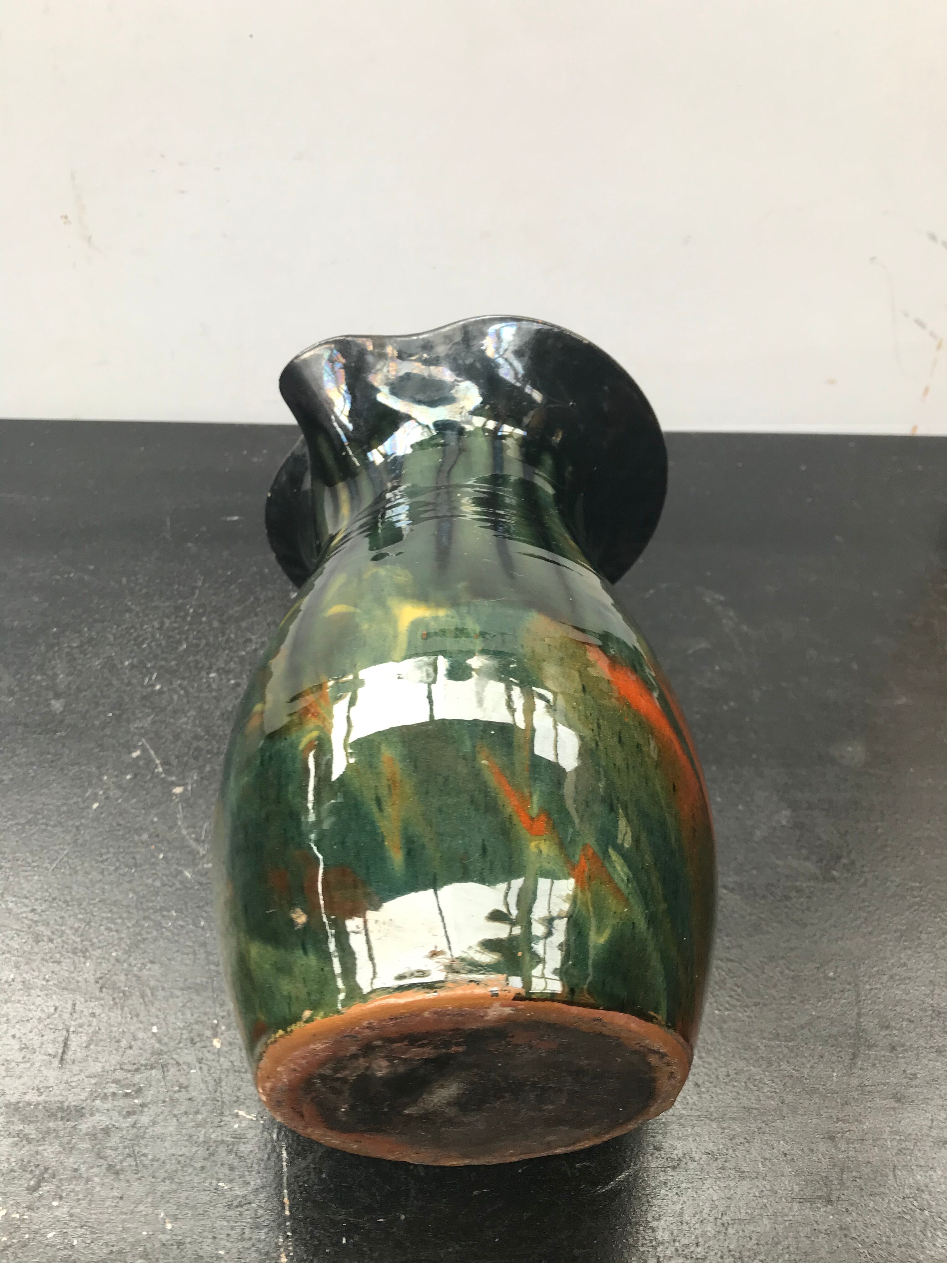 Former vintage 70s vintage green ceramics pitcher