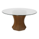 Round table from the 60s - 70s in rattan and glass