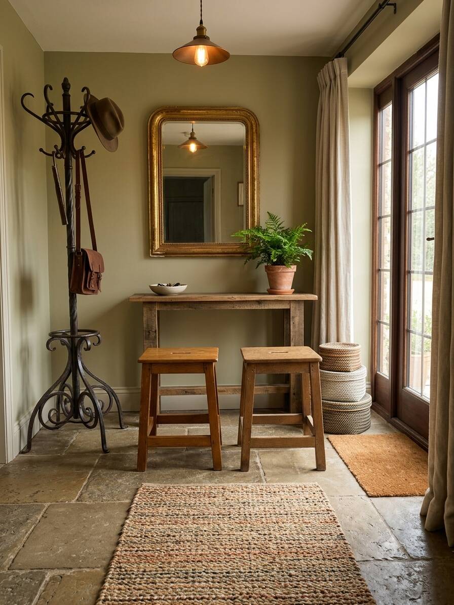 Pair of low stools in solid oak