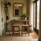 Pair of low stools in solid oak