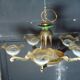 7-light chandelier in glass and brass.