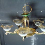 Lustre 7 feux verre et laiton
