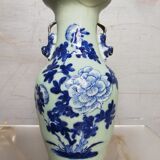 Vase celadon enamel white and blue chinese porcelain 19th