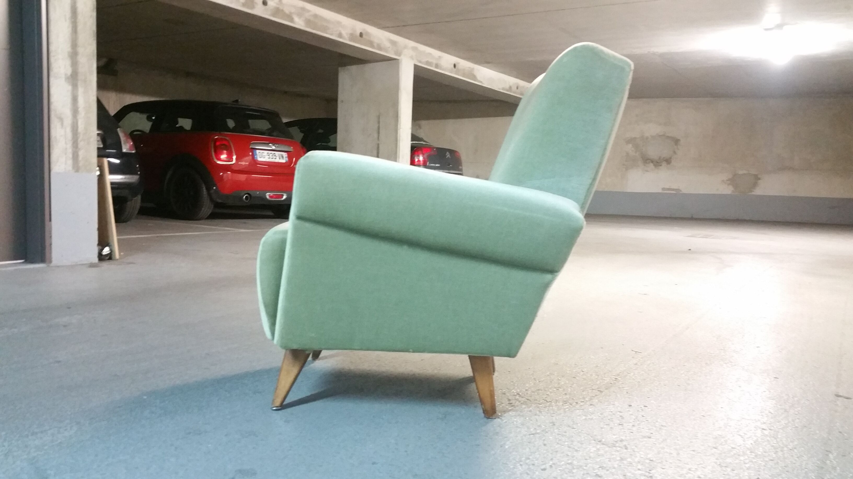 Club 50 60 year already restored Chair green water