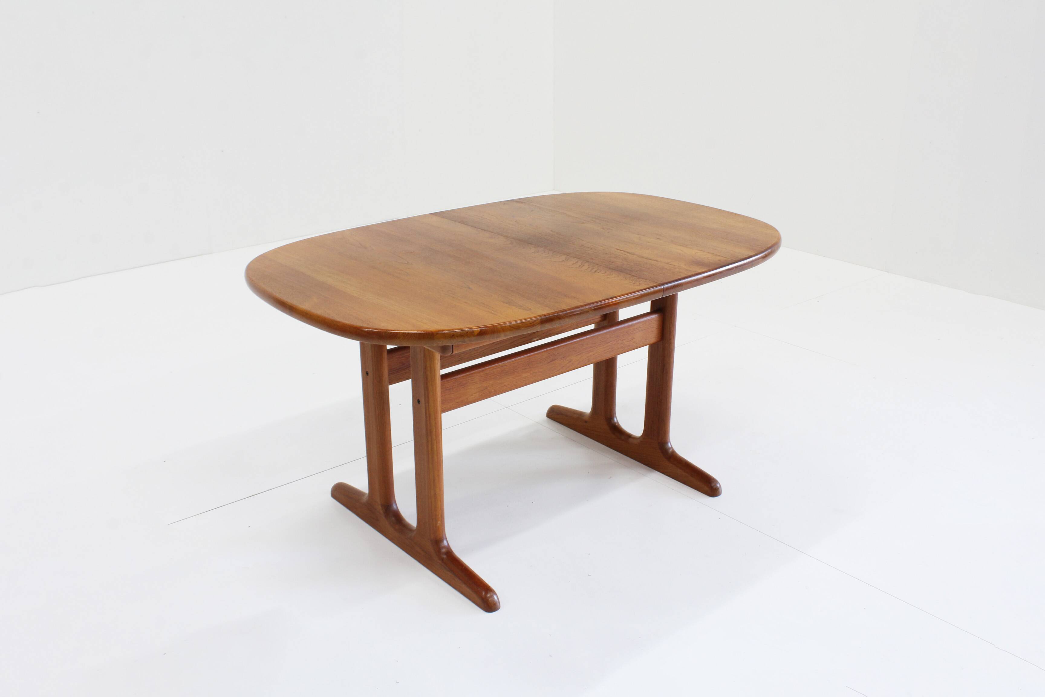 Vintage Glostrup Danish oval extendable dining table solid teak 1960s