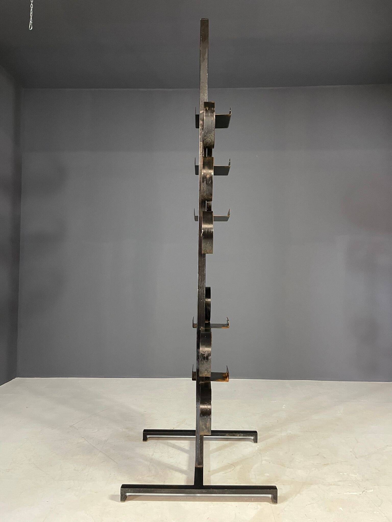 Retro metal plant stand, brutalist style, Czechoslovakia, 1970s