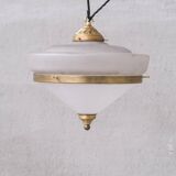 Two Tone Mid-Century French Brass and Glass Pendant Light (5 available)