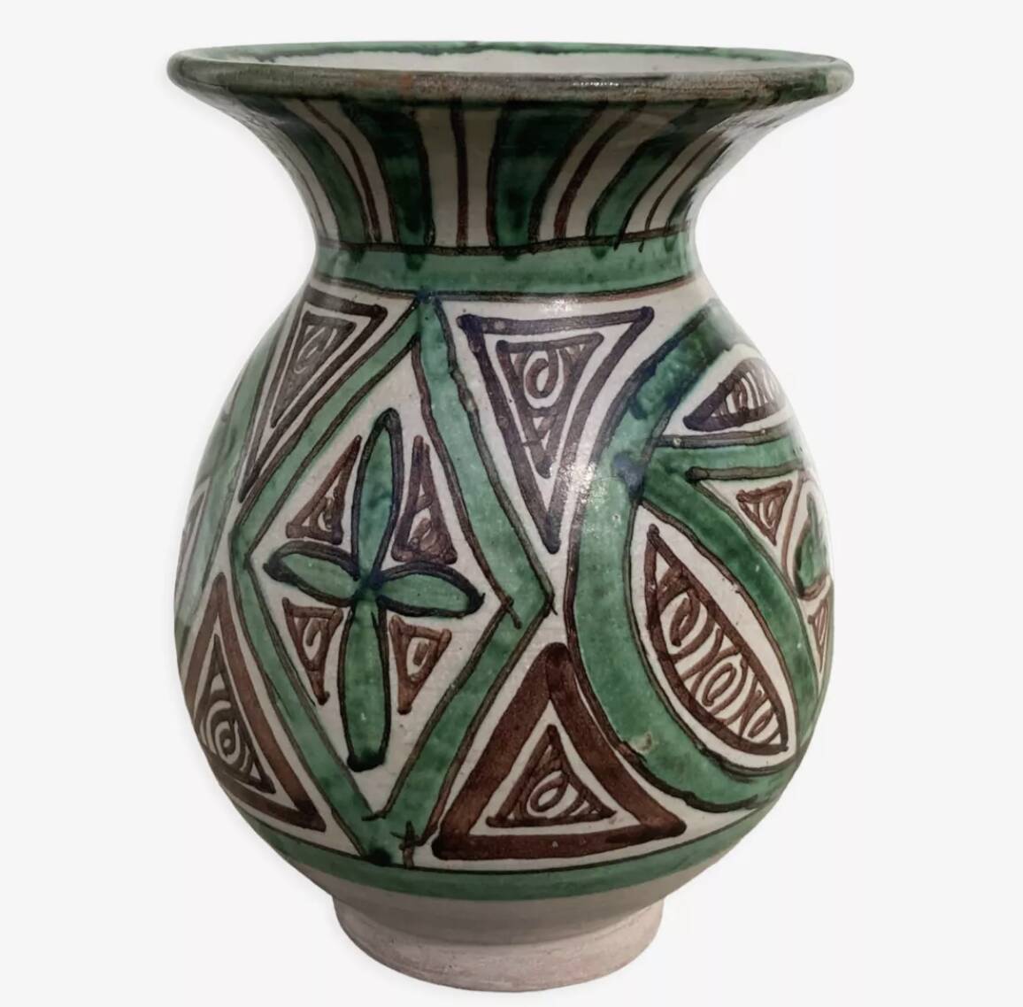 Small green ceramic vase 1960 signed Punter