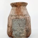 Beautiful large carved Indian pot - Wabi Sabi