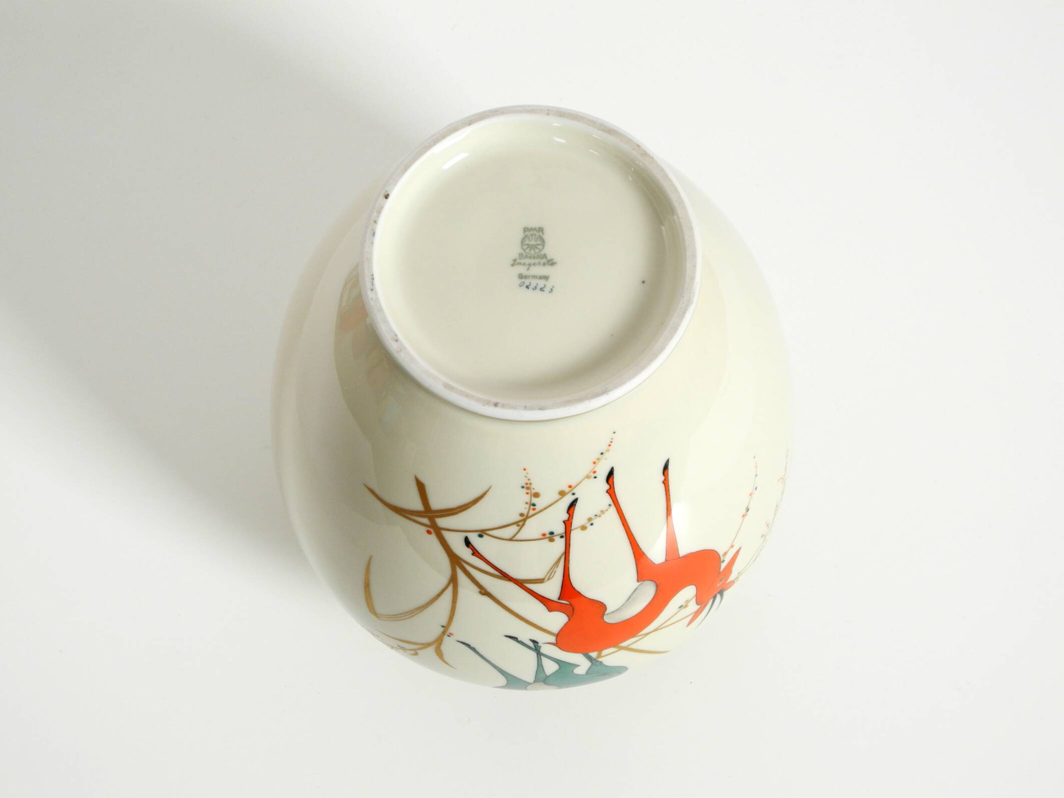 40s porcelain vase with handpainted wildlife motifs from PMR Bavaria Jaeger