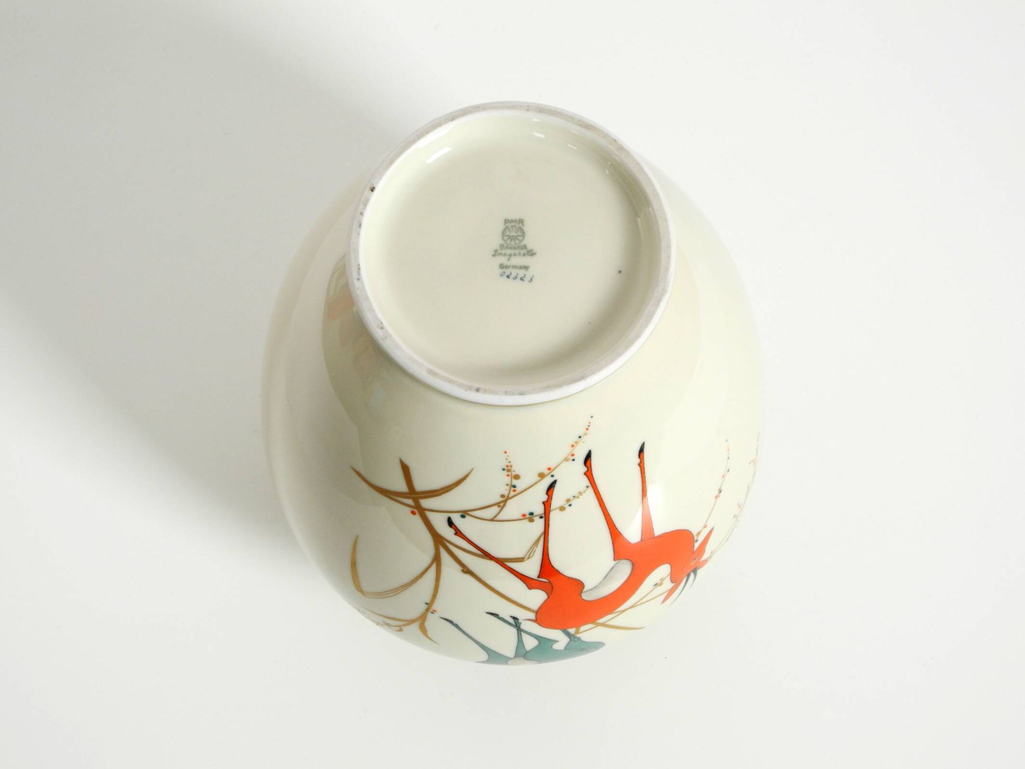 40s porcelain vase with handpainted wildlife motifs from PMR Bavaria Jaeger