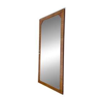 XXL Bevelled Art Deco Mirror - Carved Walnut