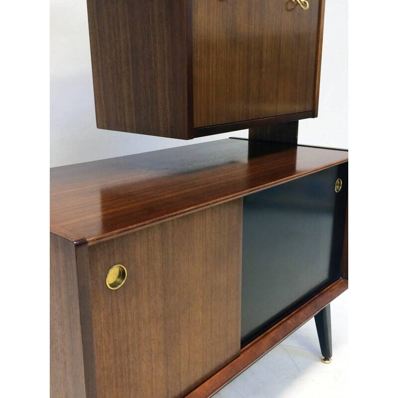 G-plan bookcase in ebonized beech and brass, rubber - 1950