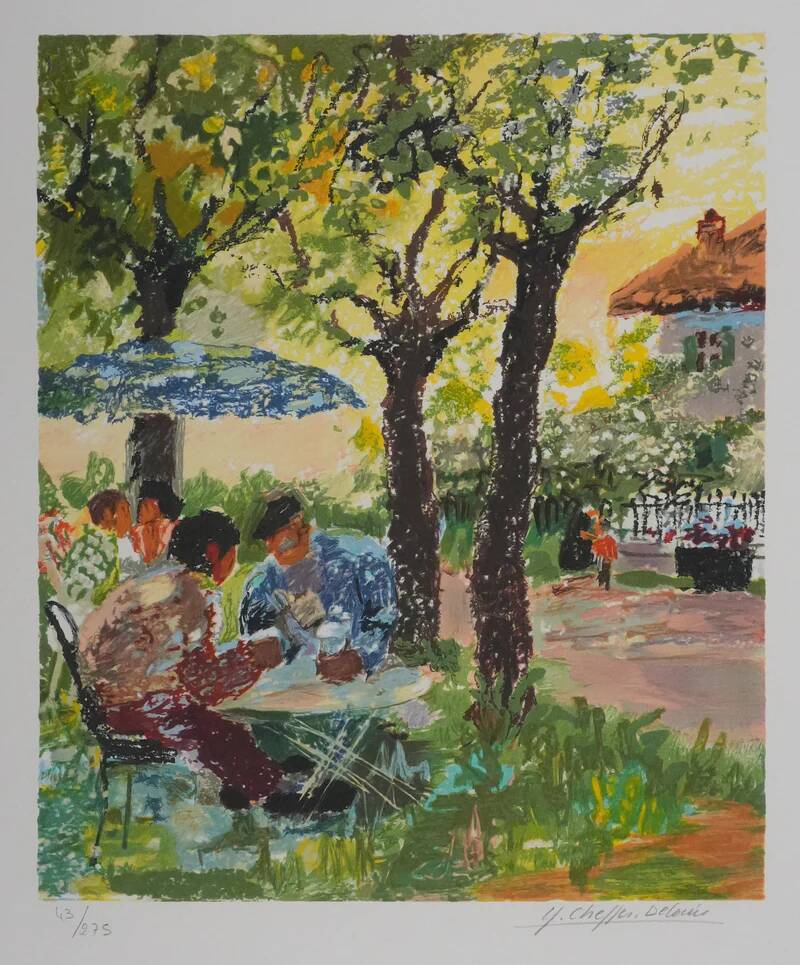 Yvonne Cheffer Delouis: Tea Time, original signed lithograph