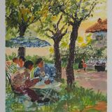 Yvonne Cheffer Delouis: Tea Time, original signed lithograph
