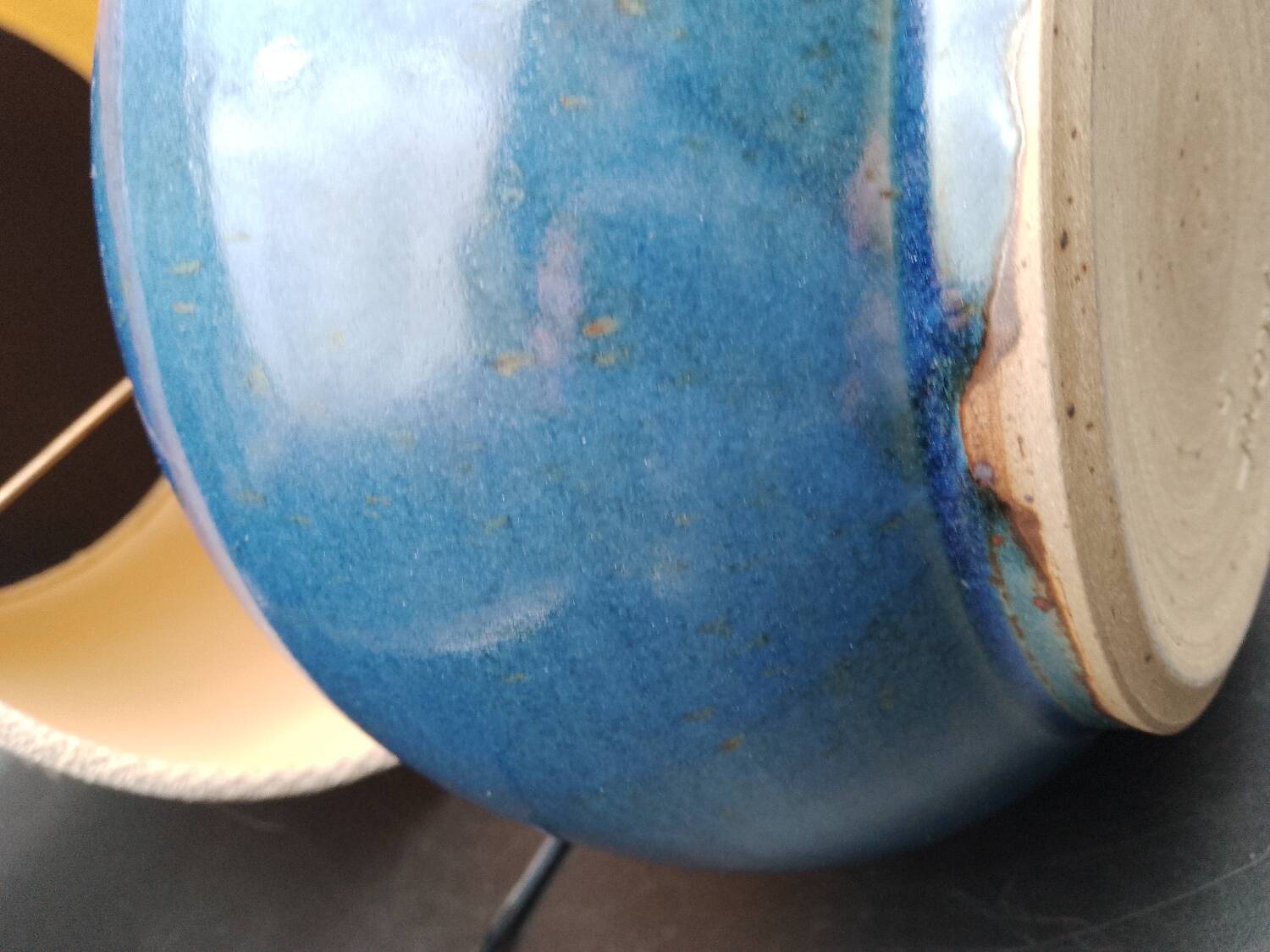 Sandstone and ash enamel lamp by Mireille and Noël Dailler Blanot circa 1970