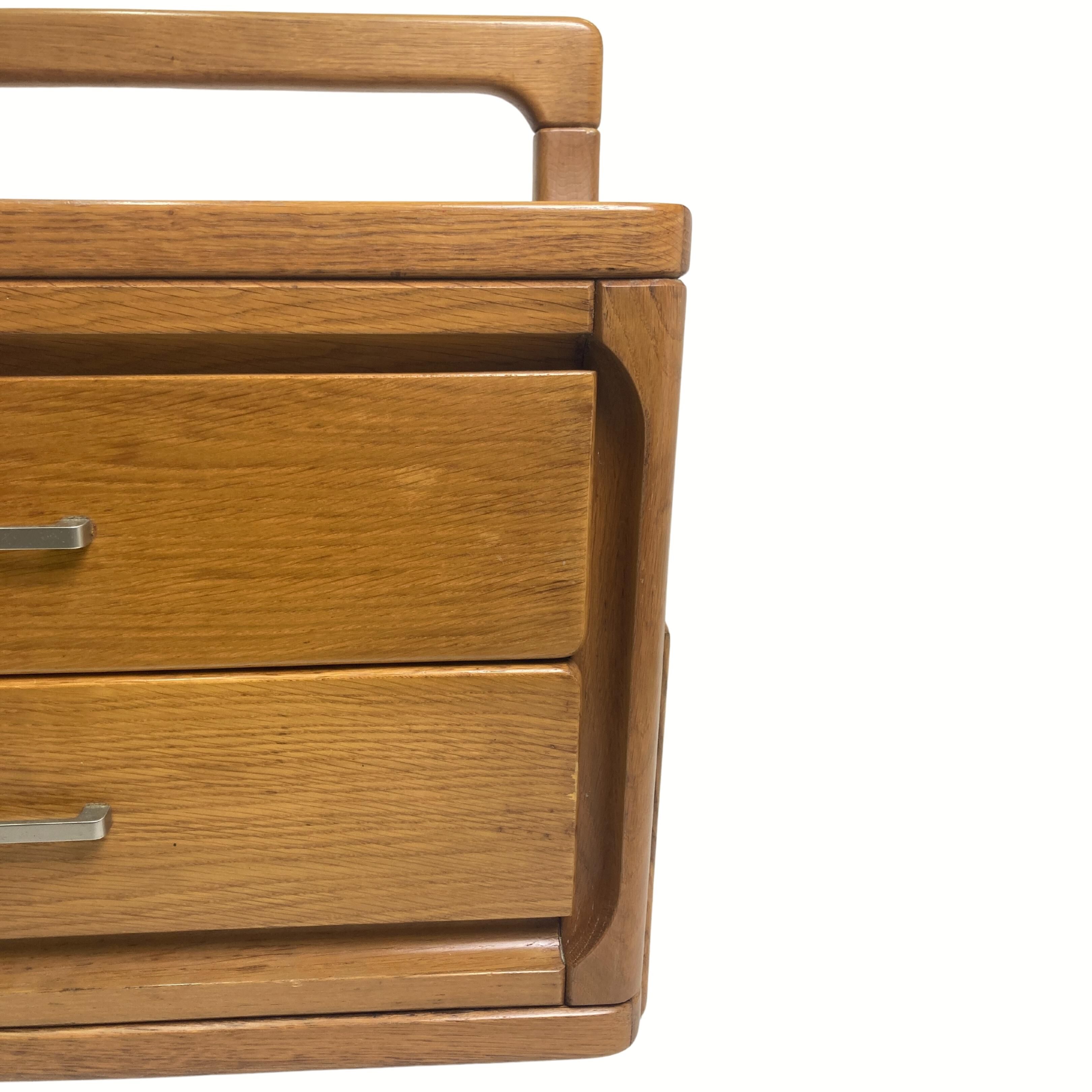 Danish scandinavian oak curved free form night stands or side tables, 1970s