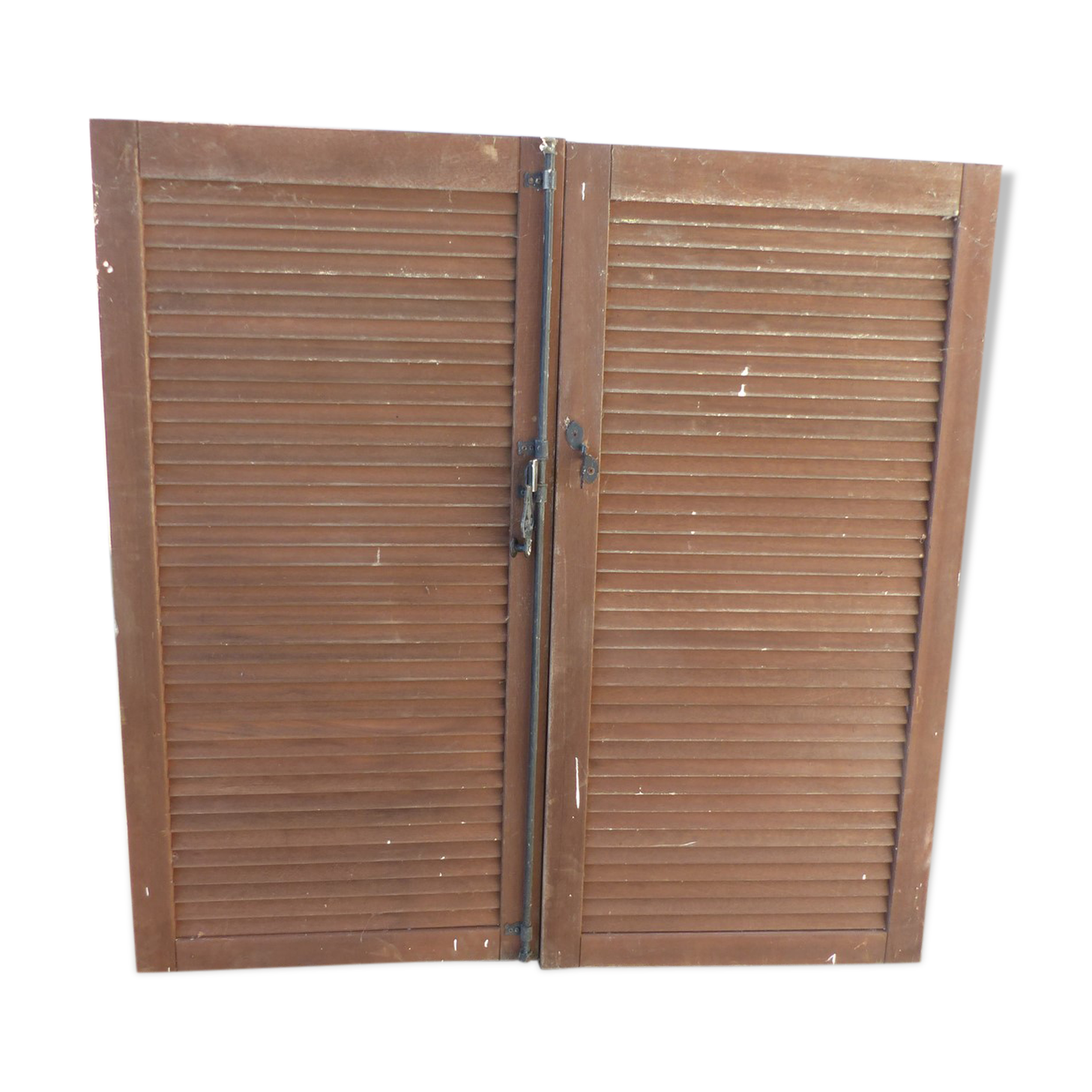 Wooden louver shutters 2 swings L 69.5 x H 138 cm
