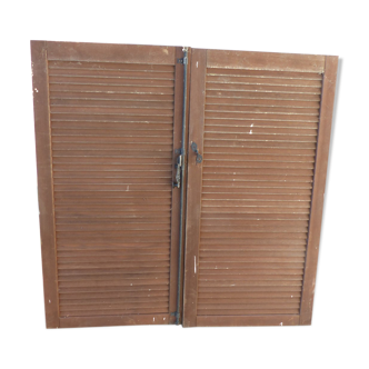 Wooden louver shutters 2 swings L 69.5 x H 138 cm