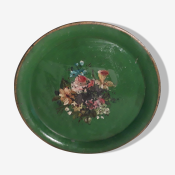 Round plate Painted Plate, 19th Century Flowers Decor