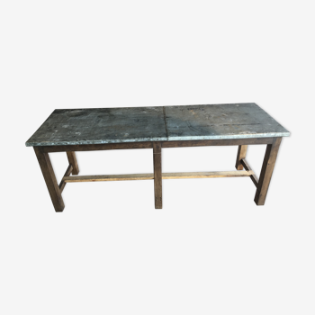 Table haute avec plateau en zinc