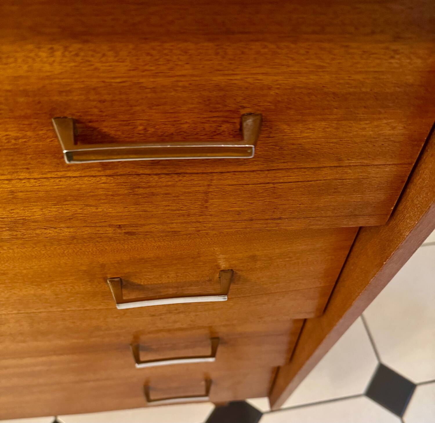 Vintage chest of drawers with compass feet