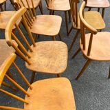 Suite of 18 mismatched Scandinavian chairs