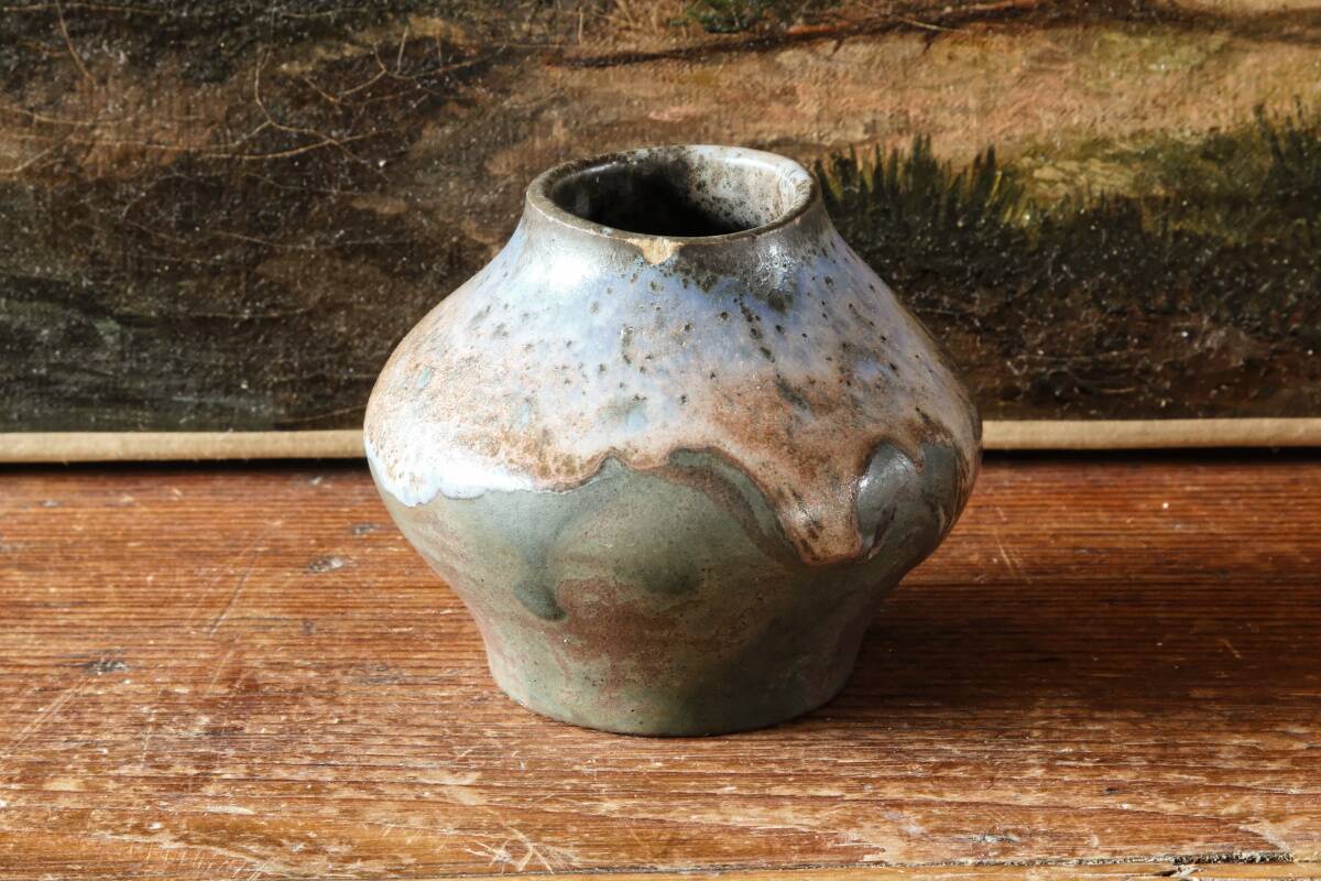 Petit vase en grès, monogrammé HR, glaçure expérimentale, début 20ème