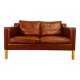 Vintage danish mid century stouby dark cognac leather 2 seater sofa