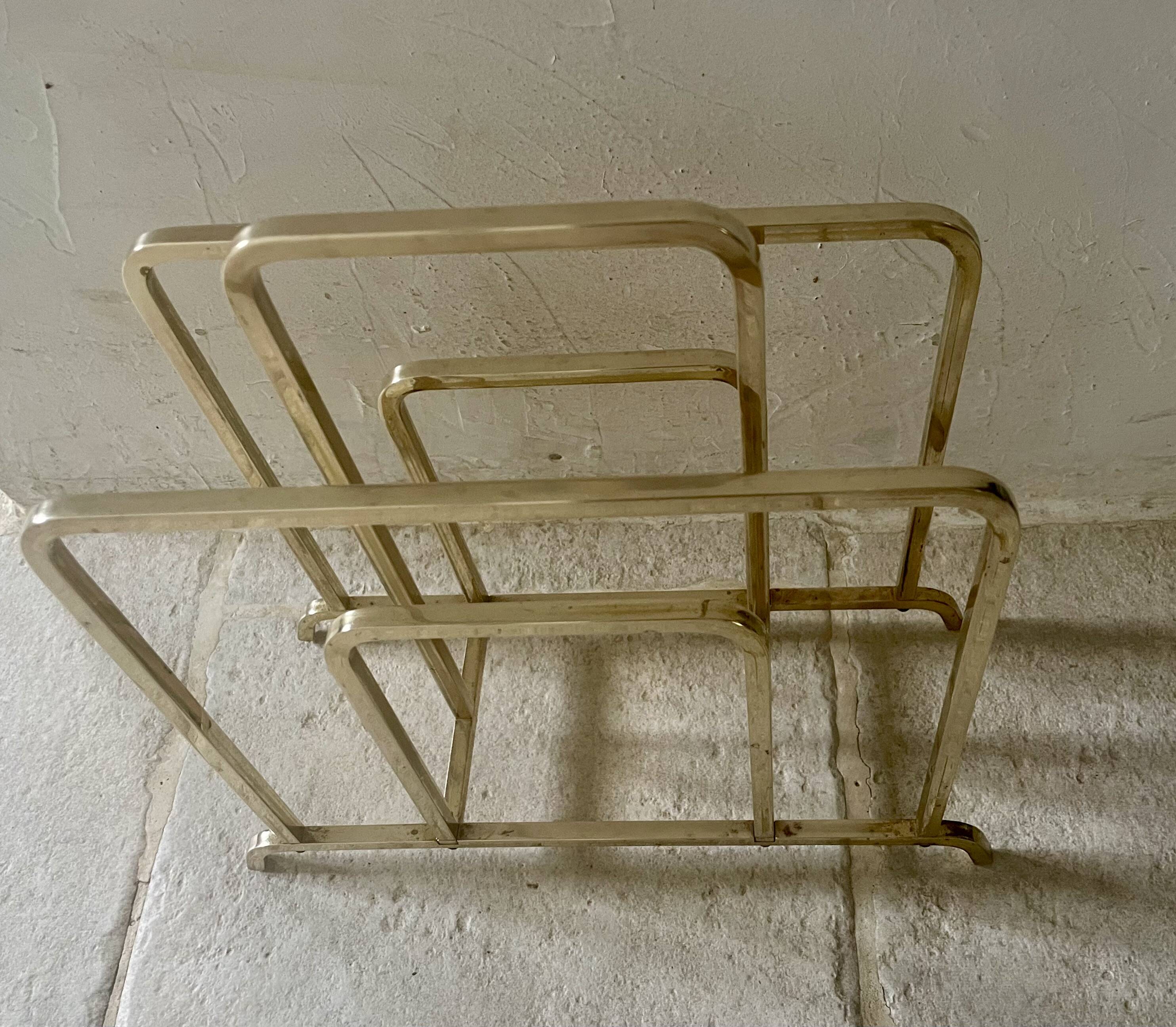 Designer brass magazine rack