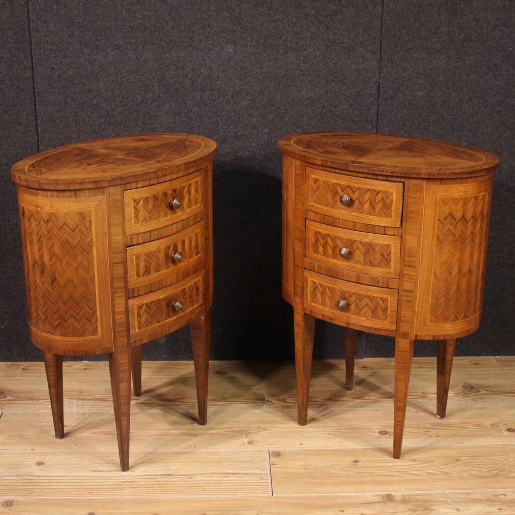 Pair of 20th-century Italian inlaid bedside tables