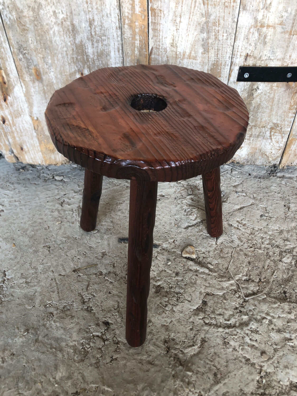 Vintage wood picking stool #a227