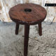 Tabouret de traite tripode bois vintage #a227