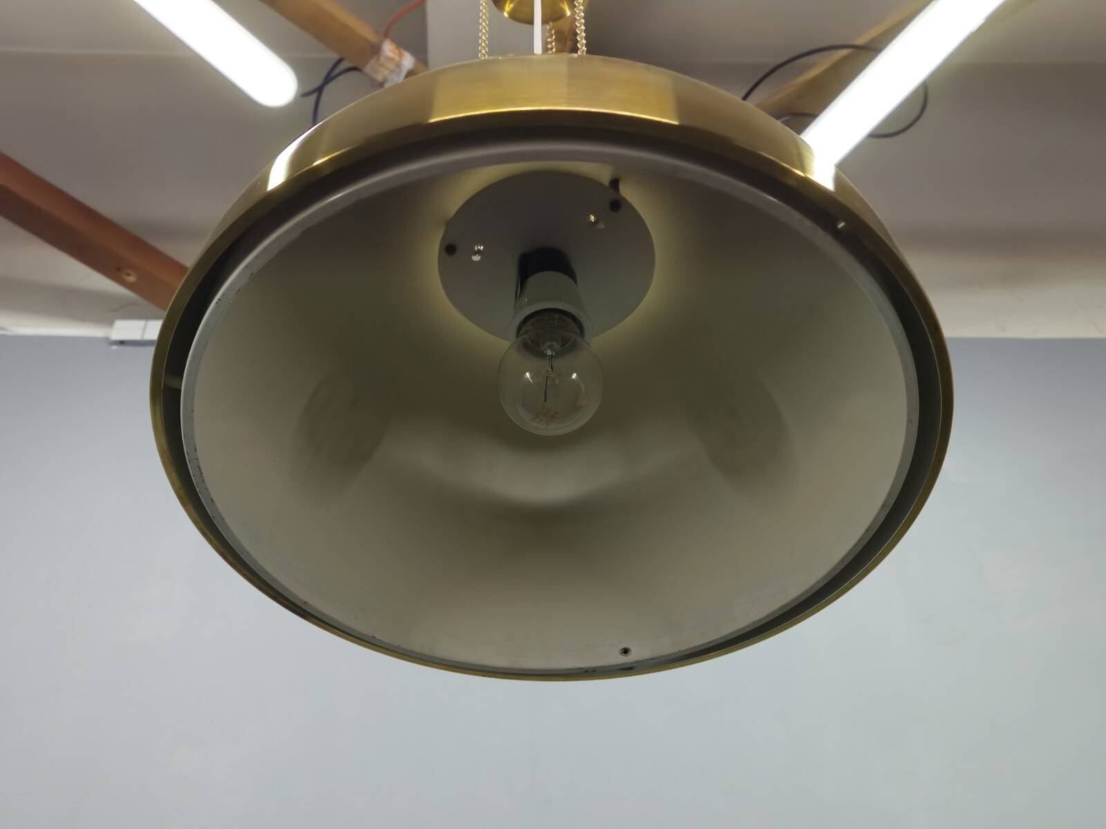 1970s Brass and Lacquered Metal Pendant, Czechoslovakia