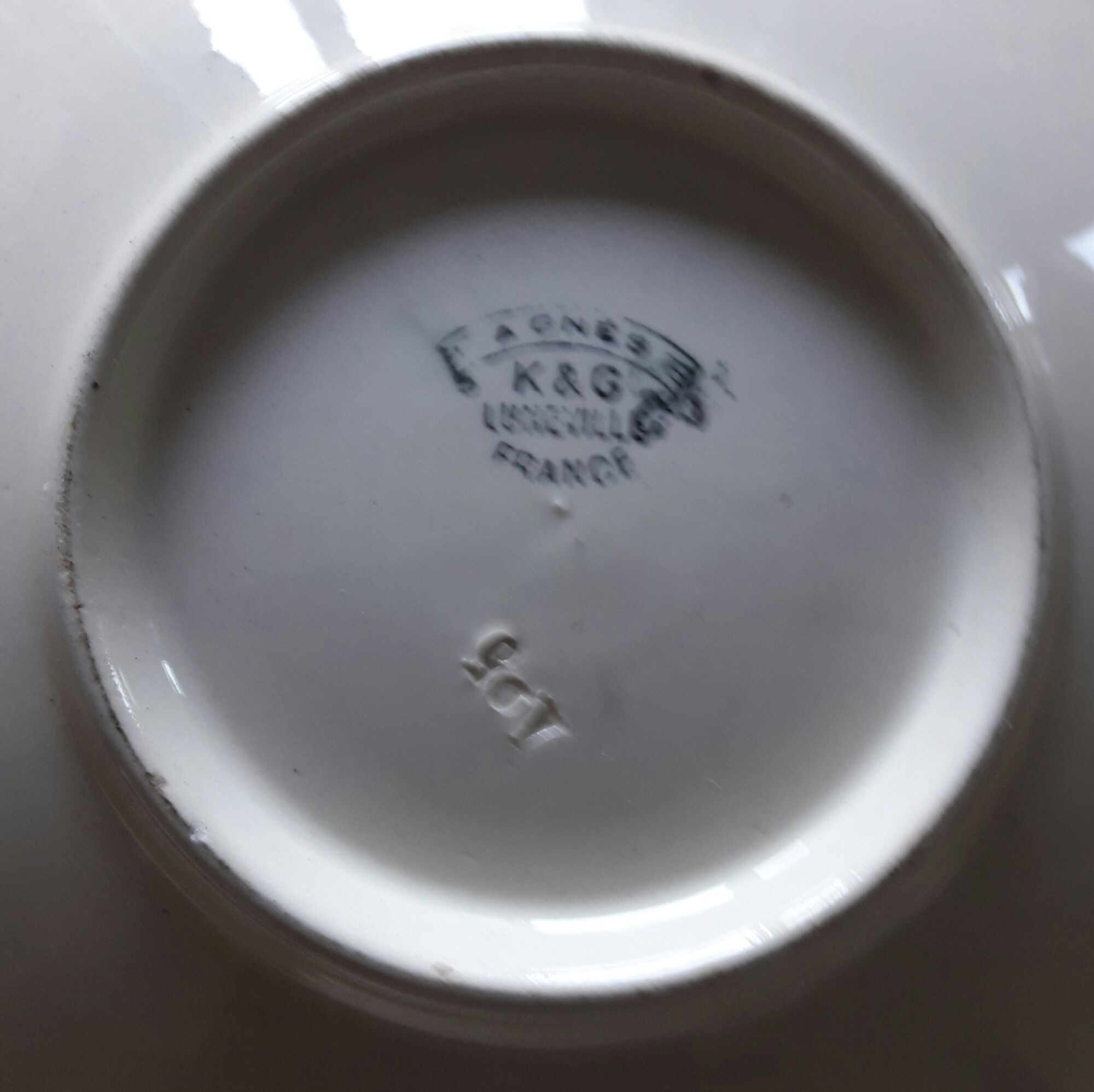 Set of 6 flat plates and 1 round dish KG Lunéville "Agnès"