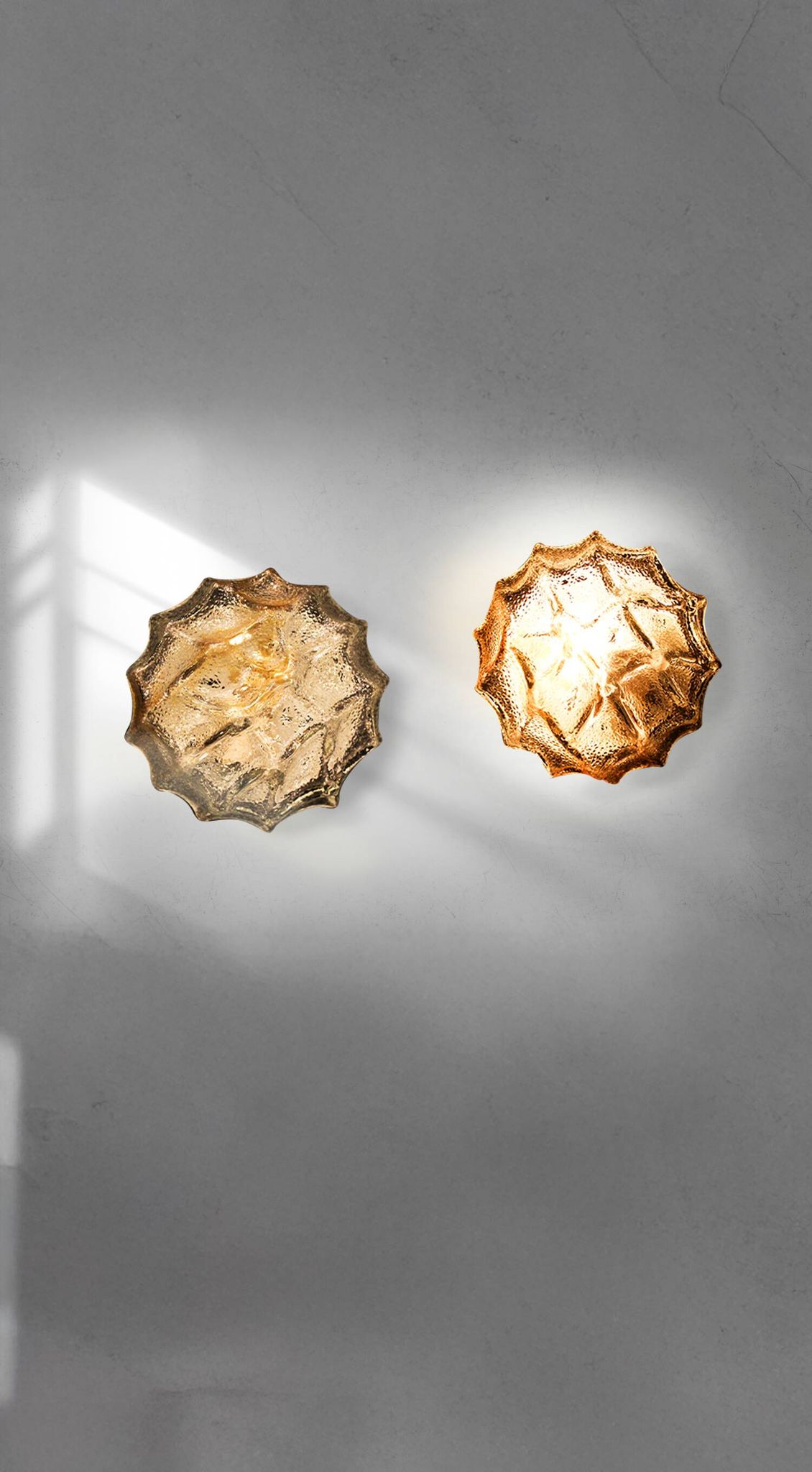 Rare pair of Murano glass wall sconces by Mazzega