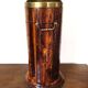 Vintage Florentine umbrella stand made of reclaimed wood and brass.