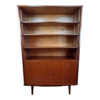 Bibliothèque vintage scandinave en bois marron, années 60