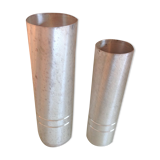 Pair of vases metal rolls brushed silver / vintage year old 70