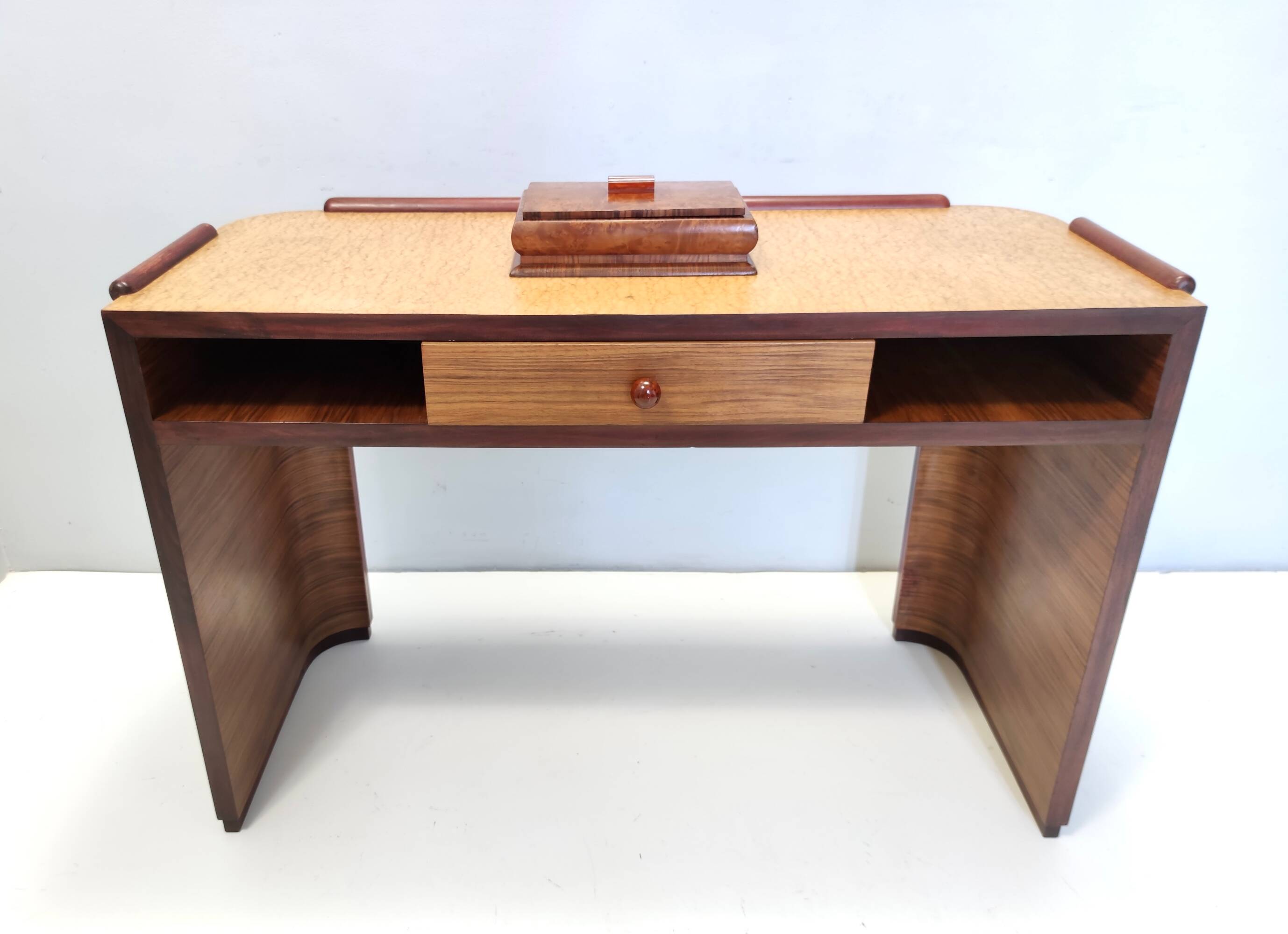 Art Deco desk in walnut, birch and beech, Brianza, Italy
